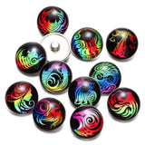 12 Constellation Zodiac Glass Snap Button Charm for 18mm Snaps Bracelet