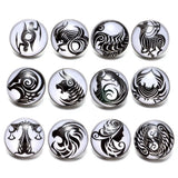12 Constellation Zodiac Glass Snap Button Charm for 18mm Snaps Bracelet