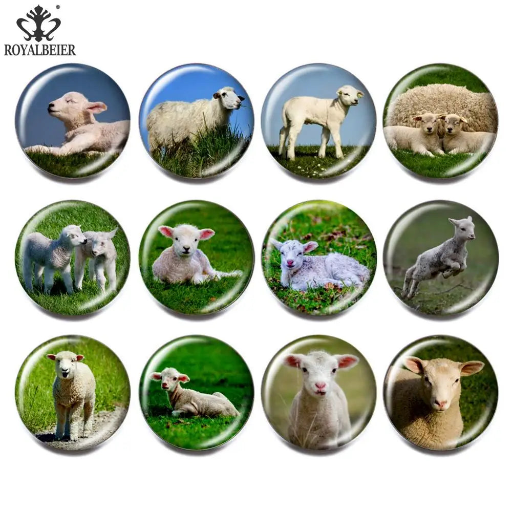 12pcs Vintage Animal Pets Glass Snap Buttons for Bracelets