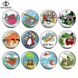 12pcs Vintage Animal Pets Glass Snap Buttons for Bracelets