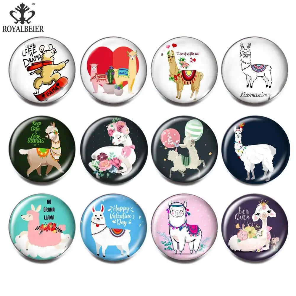 12pcs Vintage Animal Pets Glass Snap Buttons for Bracelets