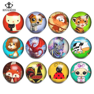 12pcs Mixed Pattern Glass Charms for 20mm Snaps Bracelet