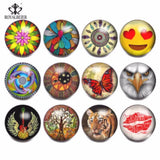 12pcs Mixed Pattern Glass Charms for 20mm Snaps Bracelet