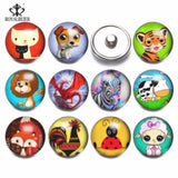 12pcs Mixed Pattern Glass Charms for 20mm Snaps Bracelet