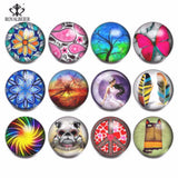 12pcs Mixed Pattern Glass Charms for 20mm Snaps Bracelet
