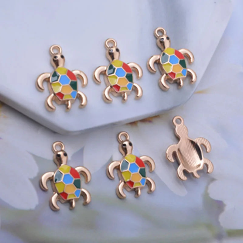 12pcs/lot 20*15mm Enamel Tortoise Charms Earring Pendant Jewelry Components