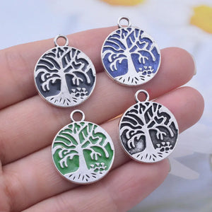 12pcs Tree of Life Charm 20*24mm Enamel Pendant Jewelry Findings