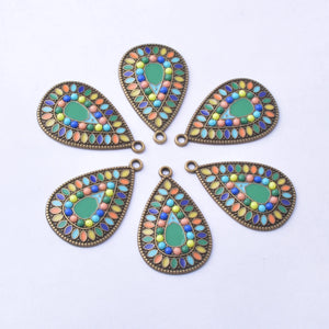 12pcs/lot Vintage Enamelled Alloy Charms Ear Pendant DIY Jewelry Earrings
