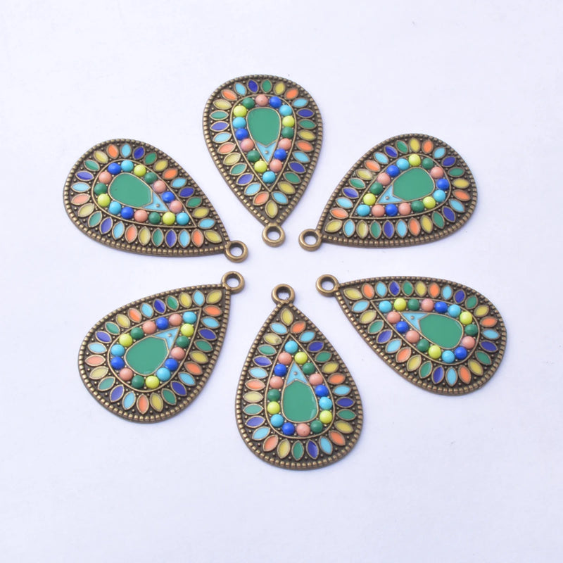12pcs/lot Vintage Enamelled Alloy Charms Ear Pendant DIY Jewelry Earrings