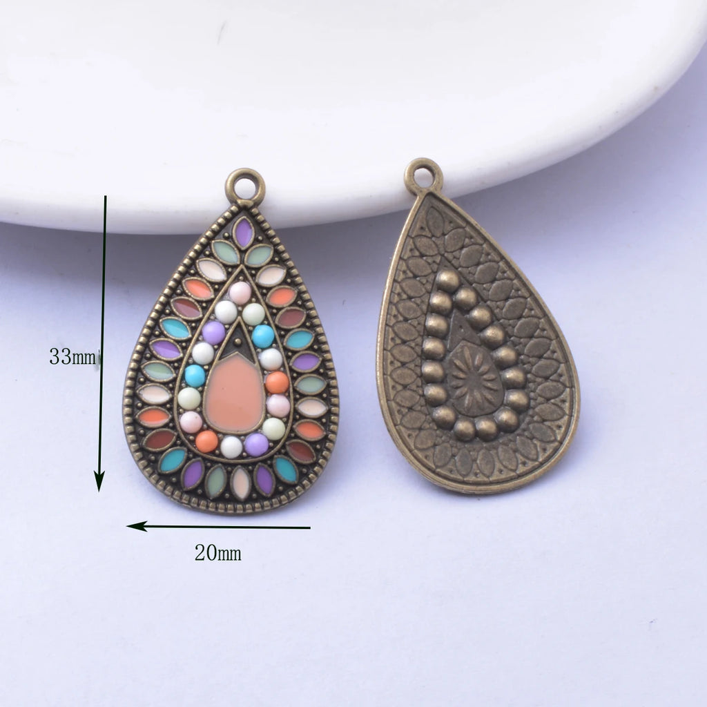 12pcs/lot Vintage Enamelled Alloy Charms Ear Pendant DIY Jewelry Earrings