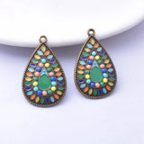12pcs/lot Vintage Enamelled Alloy Charms Ear Pendant DIY Jewelry Earrings