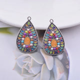 12pcs Bohemian Silver Enamelled Alloy Charms Earring DIY Jewelry