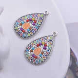 12pcs Bohemian Silver Enamelled Alloy Charms Earring DIY Jewelry