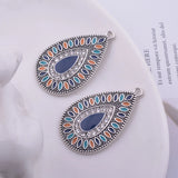 12pcs Bohemian Style Alloy Enamel Waterdrop Charms
