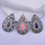 12pcs Bohemian Style Alloy Enamel Waterdrop Charms