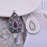 12pcs Bohemian Style Alloy Enamel Waterdrop Charms