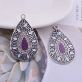 12pcs Bohemian Style Alloy Enamel Waterdrop Charms
