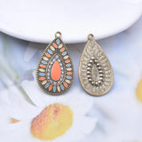 12pcs Bohemian Style Enamelled Antique Water Drop Charms Alloy Jewelry Findings