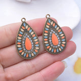 12pcs Bohemian Style Enamelled Antique Water Drop Charms Alloy Jewelry Findings