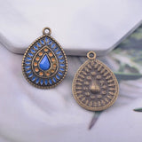 12pcs Ancient Bronze Water Drop Enamel Charms DIY Bohemian Earring Components