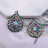 12pcs Ancient Bronze Water Drop Enamel Charms DIY Bohemian Earring Components