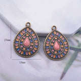12pcs Ancient Bronze Water Drop Enamel Charms DIY Bohemian Earring Components