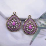 12pcs Ancient Bronze Water Drop Enamel Charms DIY Bohemian Earring Components
