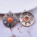 12pcs Bohemian Alloy Enamel Round Charms 25x29mm