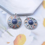 12pcs Bohemian Alloy Enamel Round Charms 25x29mm
