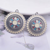 12pcs Round Enamel Ear Pendant DIY Bohemian Earring Components