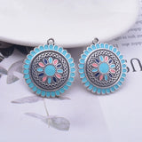 12pcs Round Enamel Ear Pendant DIY Bohemian Earring Components