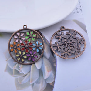 12pcs Bohemian Ancient Copper Flower Charms Earring Findings