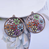 12pcs Bohemian Ancient Copper Flower Charms Earring Findings
