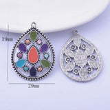 12pcs/lot 39*29mm Ancient Silver Vintage Charms Earring Enamel Pendant