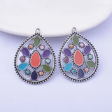 12pcs/lot 39*29mm Ancient Silver Vintage Charms Earring Enamel Pendant