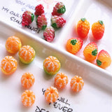 12pcs 3D Strawberry Orange Fruit Resin Charms DIY Necklace Keychain Pendant