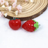 12pcs 3D Strawberry Orange Fruit Resin Charms DIY Necklace Keychain Pendant
