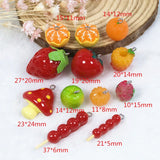 12pcs 3D Strawberry Orange Fruit Resin Charms DIY Necklace Keychain Pendant