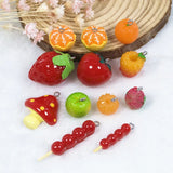 12pcs 3D Strawberry Orange Fruit Resin Charms DIY Necklace Keychain Pendant