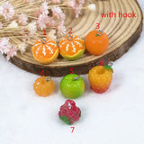 12pcs 3D Strawberry Orange Fruit Resin Charms DIY Necklace Keychain Pendant
