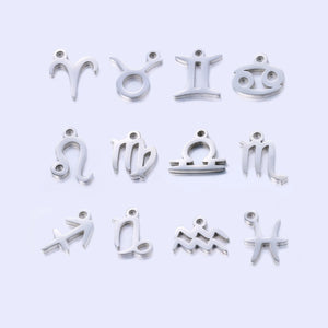 12pcs Stainless Steel Zodiac Charms Constellations For DIY Bracelet