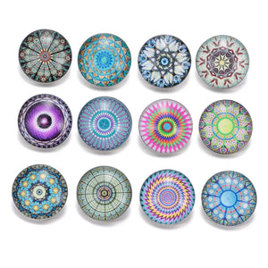Exotic Pattern Charms 18mm Glass Snap Button DIY Bracelet Snaps KZ0334