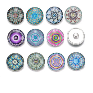 Exotic Pattern Charms 18mm Glass Snap Button DIY Bracelet Snaps KZ0334