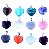 12pcs Natural Stone Charms 16mm Crystal Heart Pendants for Jewelry Making