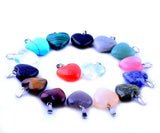12pcs Natural Stone Charms 16mm Crystal Heart Pendants for Jewelry Making