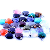 12pcs Natural Stone Charms 16mm Crystal Heart Pendants for Jewelry Making
