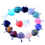 12pcs Natural Stone Charms 16mm Crystal Heart Pendants for Jewelry Making