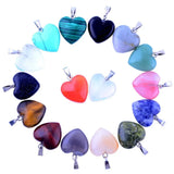12pcs Natural Stone Charms 16mm Crystal Heart Pendants for Jewelry Making