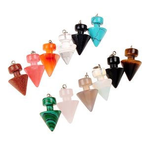 12pcs Rose Pink Quartz Crystal Stone Pendulum Charms