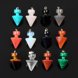 12pcs Rose Pink Quartz Crystal Stone Pendulum Charms